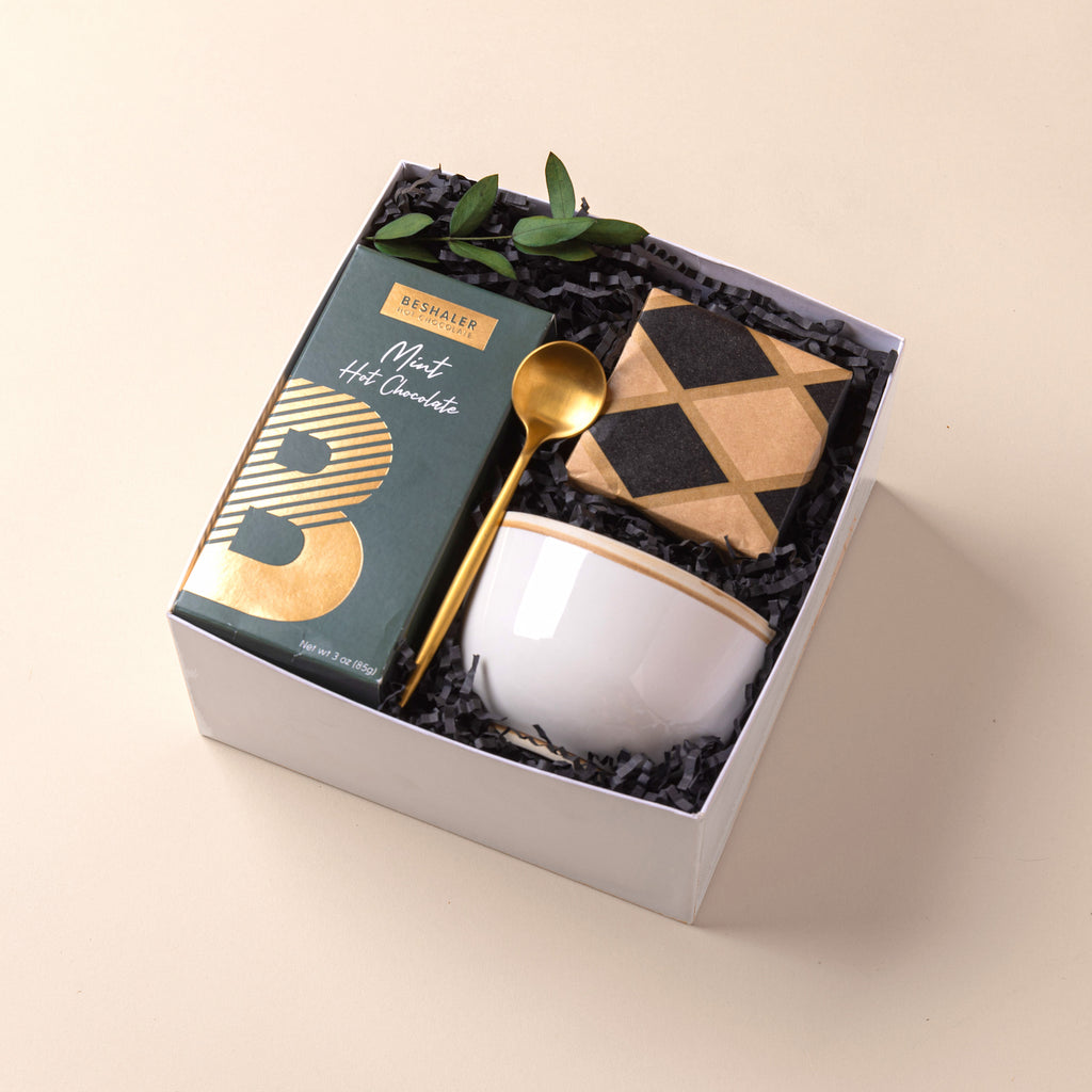 Modern, elegant hot chocolate gift box 
