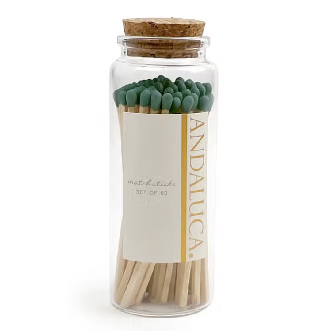 Green Safety Matches in Apothecary Jar