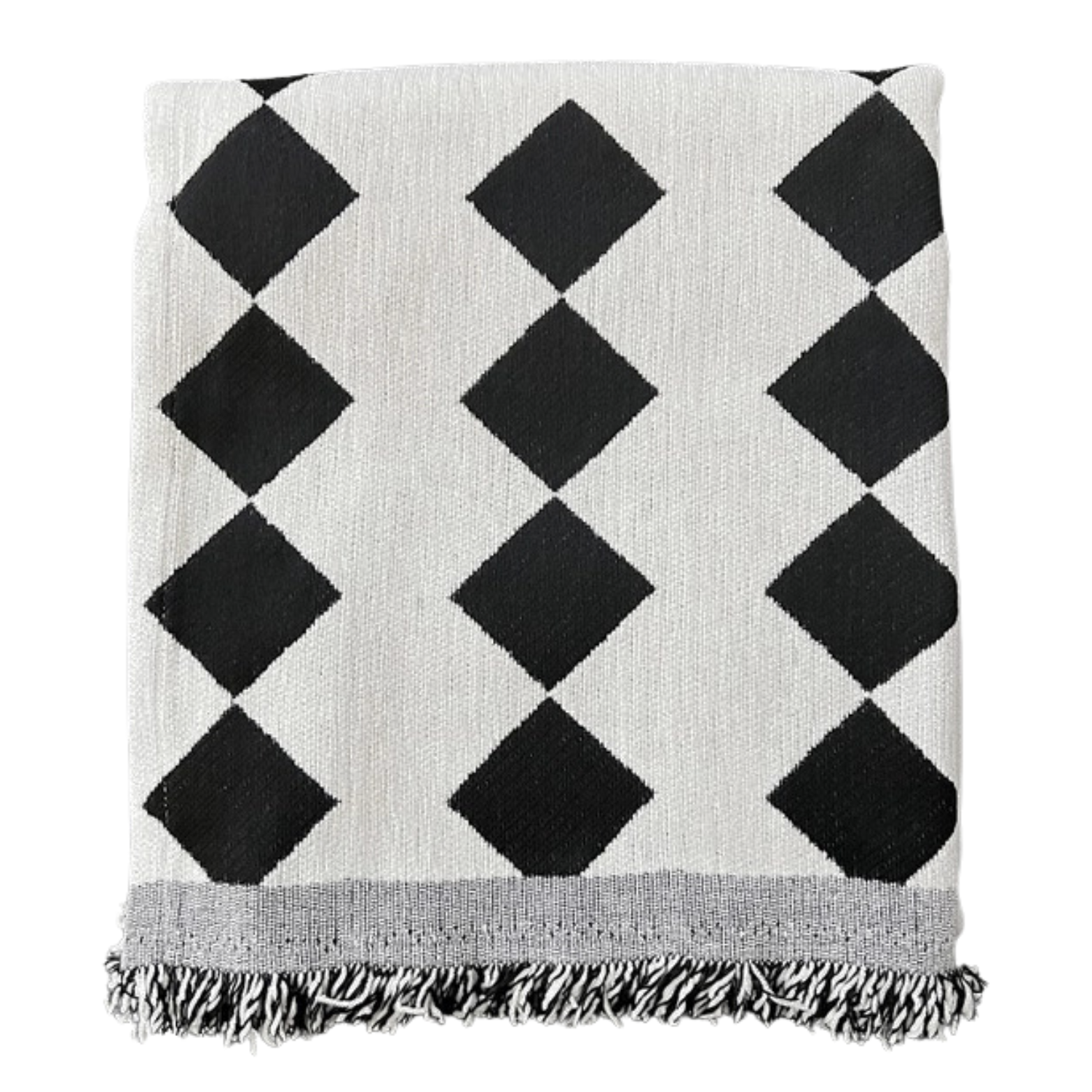 Black & White Reversible Diamond Throw Blanket