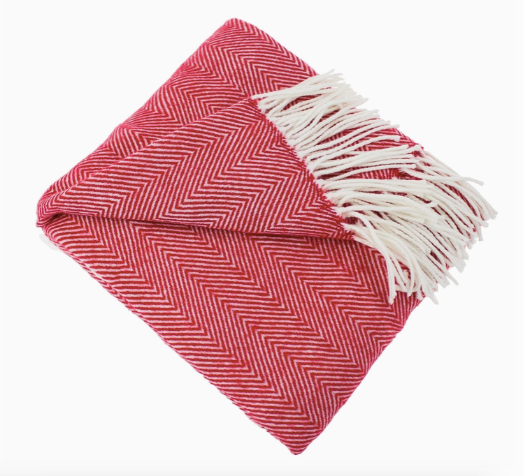 Red Herringbone Throw Blanket
