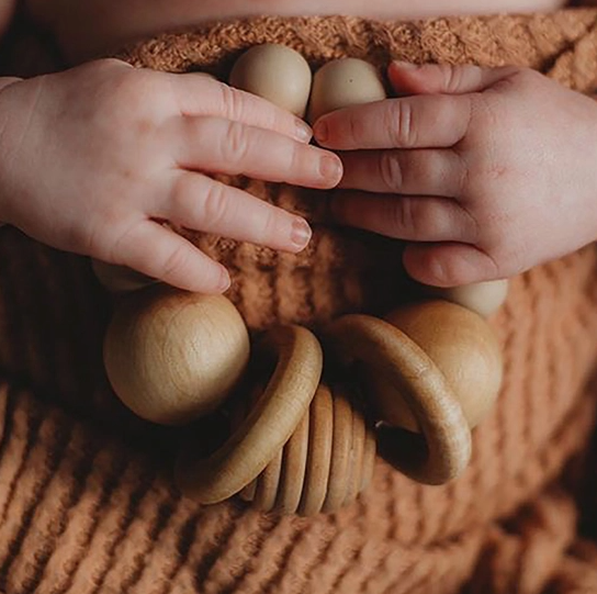 Natural Wood Teething Rattle