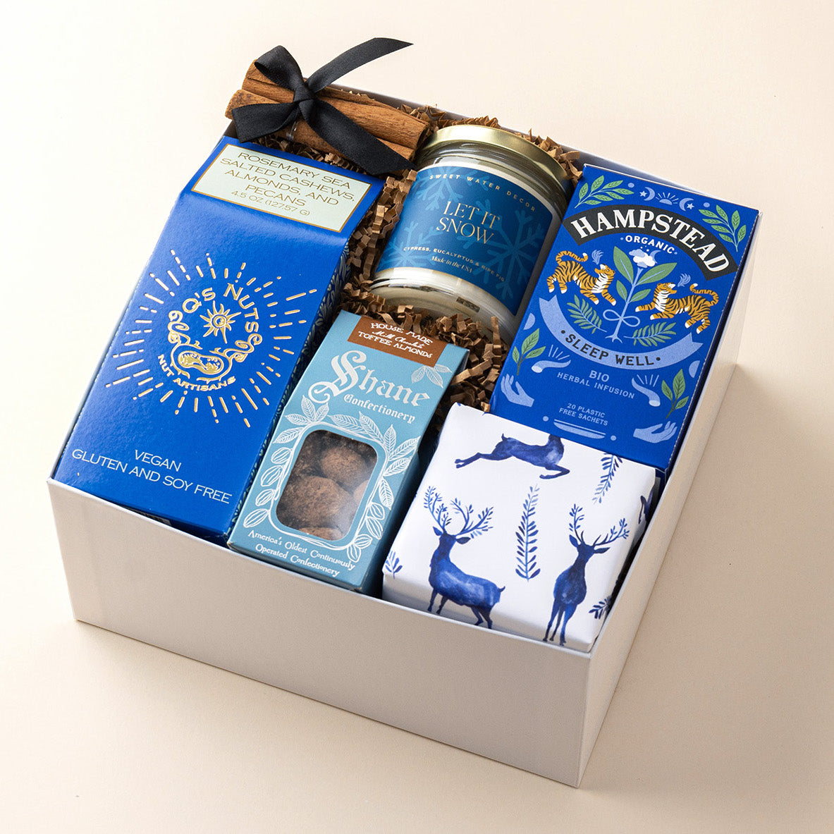 Refined Holiday Sweets Gift Box Artisanal Treats, Tea & Candle Rare