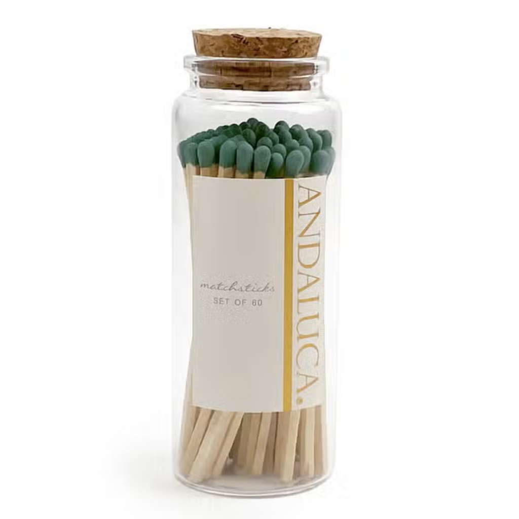 Green Safety Matches in Apothecary Jar